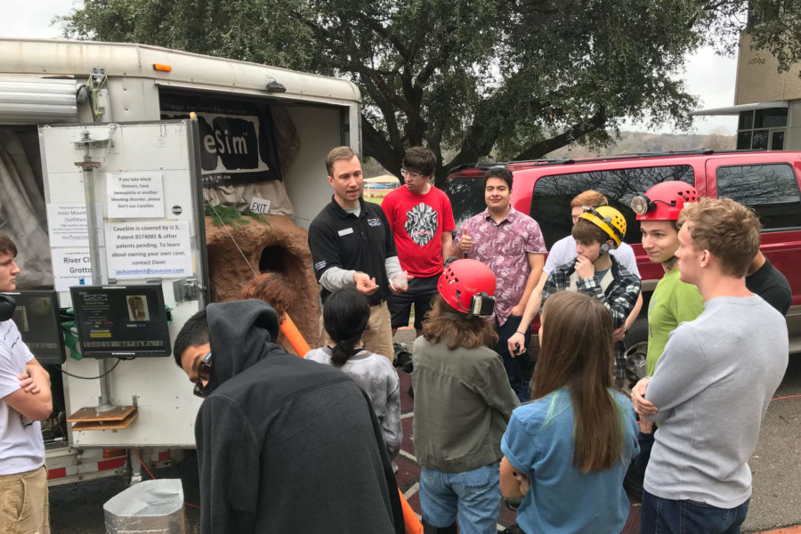 Austin, TX: Students learn the chemistry of cave formations (soda straws)