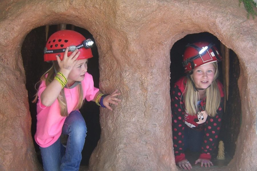 Divide, CO: Friends exploring CaveSim at Mueller State Park