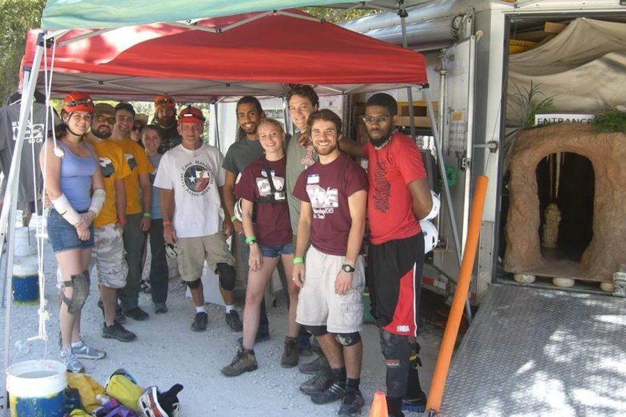 San Antonio, TX: Adults enjoying CaveSim at the Texas Caver Reunion