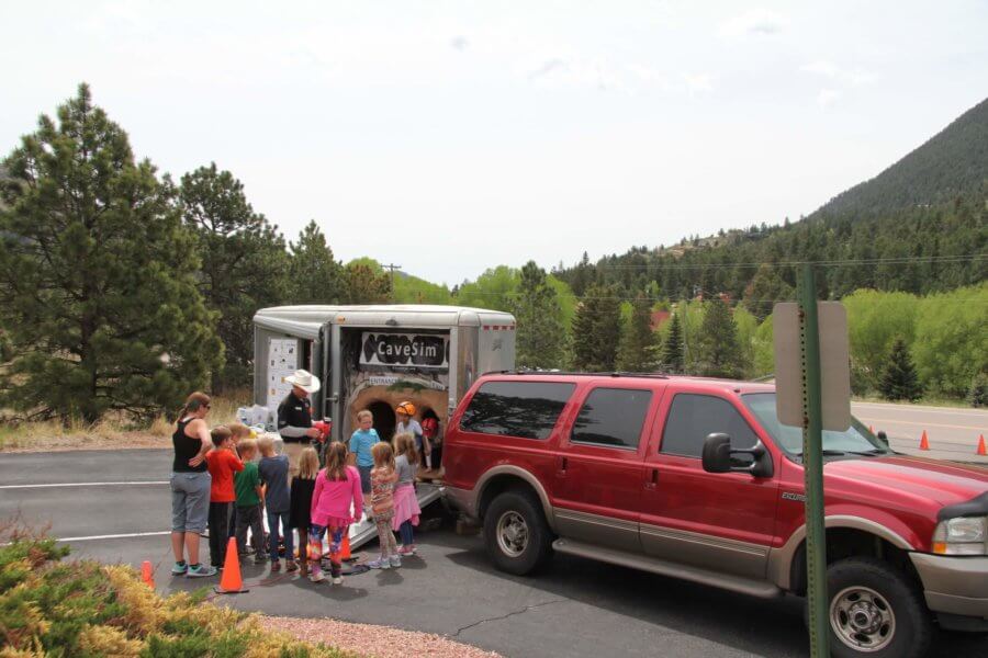 Ute Pass, CO: A class gets ready to explore the mobile cave